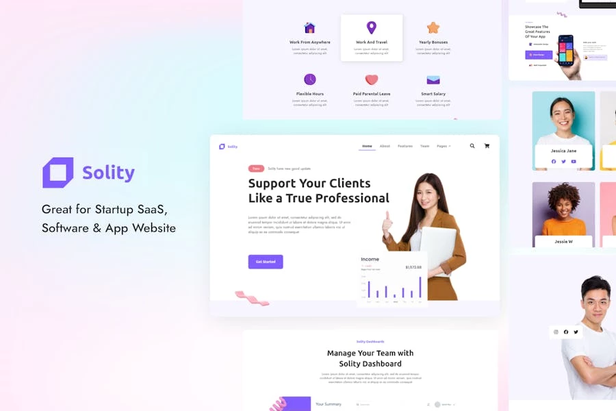 Solity - Template Kit SaaS y Startup Elementor