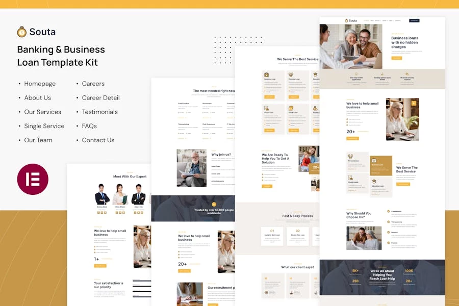 Souta - Template Kit Elementor para préstamos bancarios y comerciales