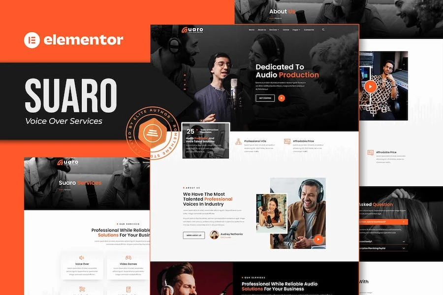 Suaro - Template Kit Elementor de servicios de voz
