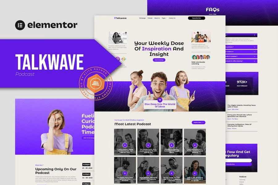 Talkwave - Kit de plantillas Elementor para Podcaster