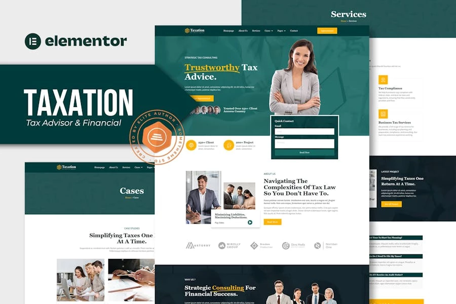 Tributación: Template Kit Elementor Pro para asesores fiscales y consultoría financiera