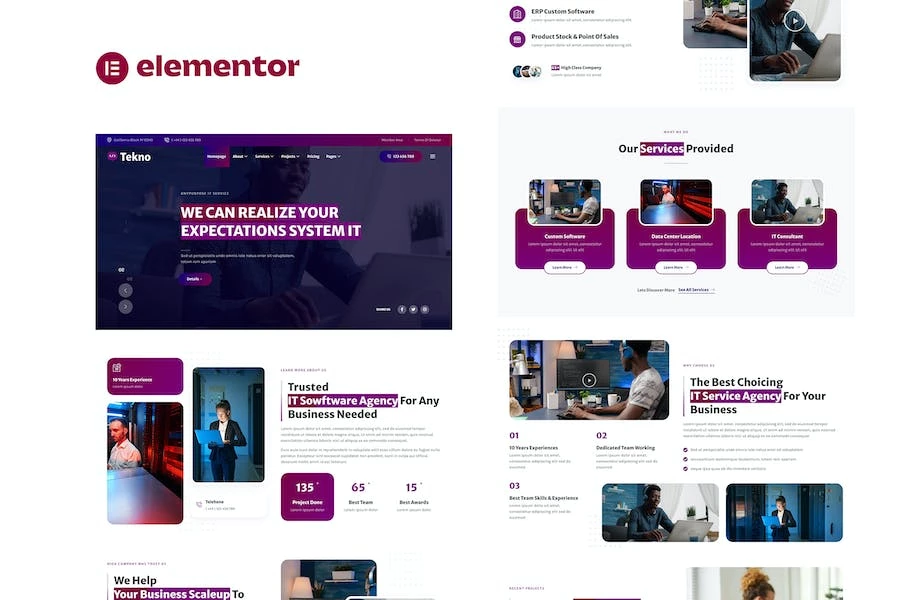 Tekno - Template Kit Elementor para desarrolladores de software y servicios de TI