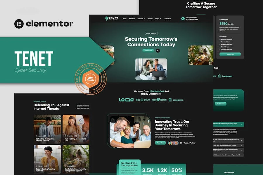 Tenet - Kit de plantillas Elementor Pro para servicios de ciberseguridad