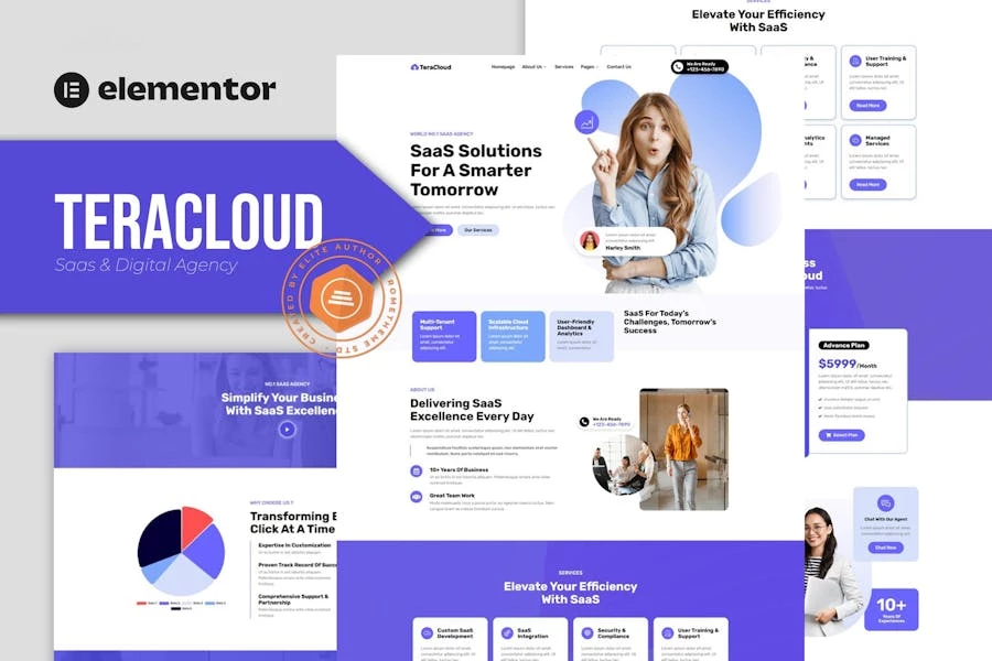 Teracloud - Kit de plantillas Elementor para agencias digitales y SaaS