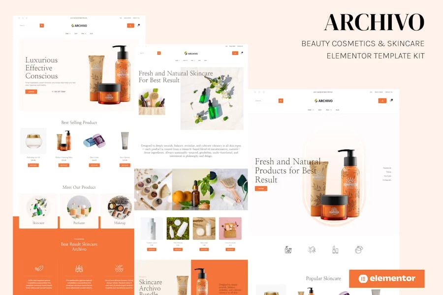 Archivo - Template Kit Elementor para cosméticos de belleza y cuidado de la piel