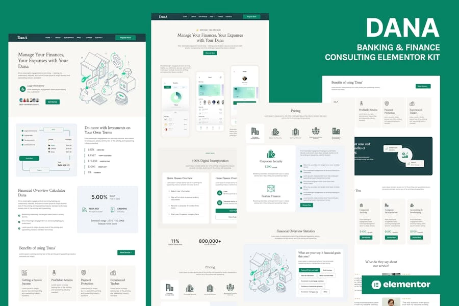 Dana - Template Kit Elementor para consultoría bancaria y financiera