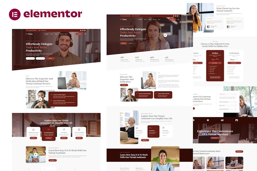 Timku - Kit de plantillas Elementor de Virtual Assistant Business