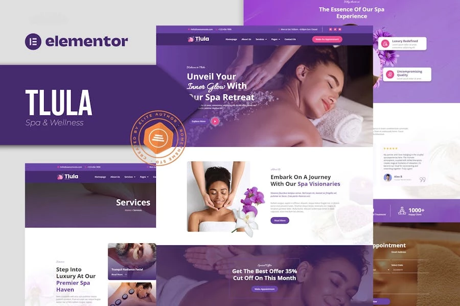 Tlula - Kit de plantillas Elementor Pro para spa y bienestar