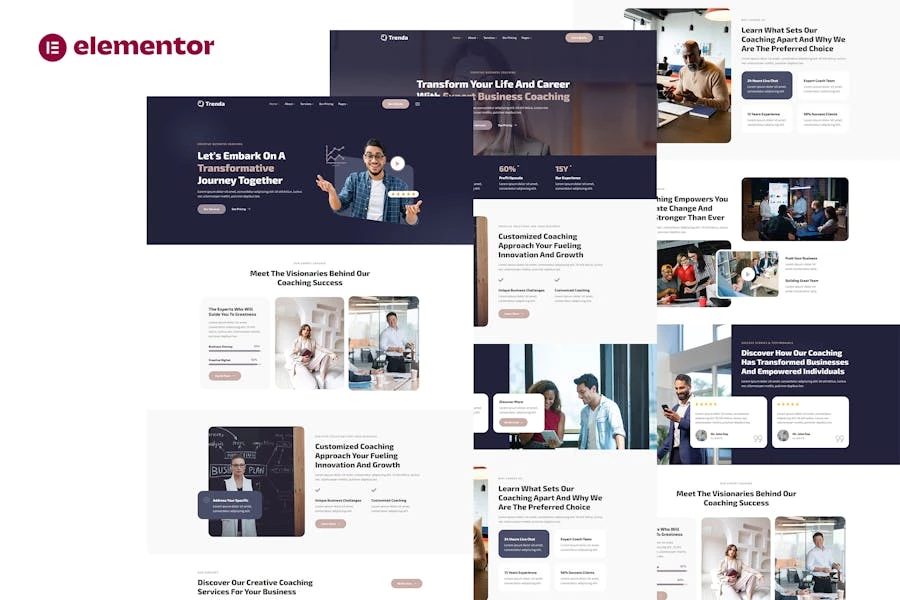 Trenda - Kit de plantillas Elementor de coaching empresarial creativo
