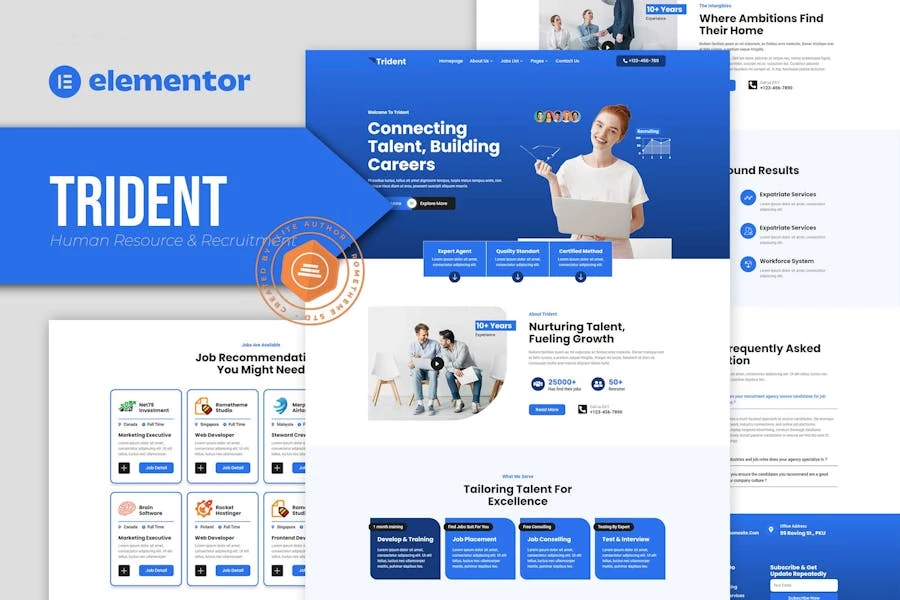 Trident - Kit de plantillas Elementor para la Agencia de Recursos Humanos y Reclutamiento