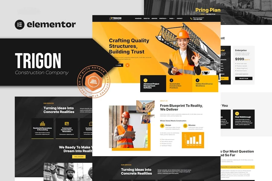 Trigon - Kit de plantillas Construction Elementor
