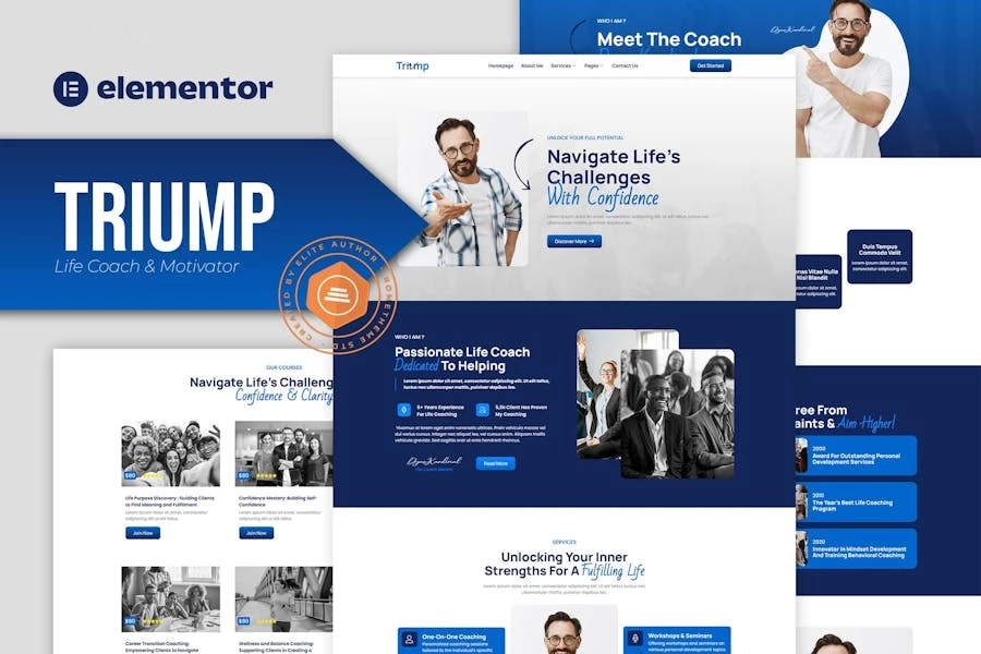 Triump - Kit de plantillas Elementor para entrenadores de vida y motivadores