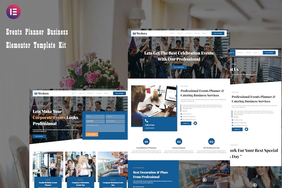 Wedora - Kit de plantillas de planificador de eventos Business Elementor