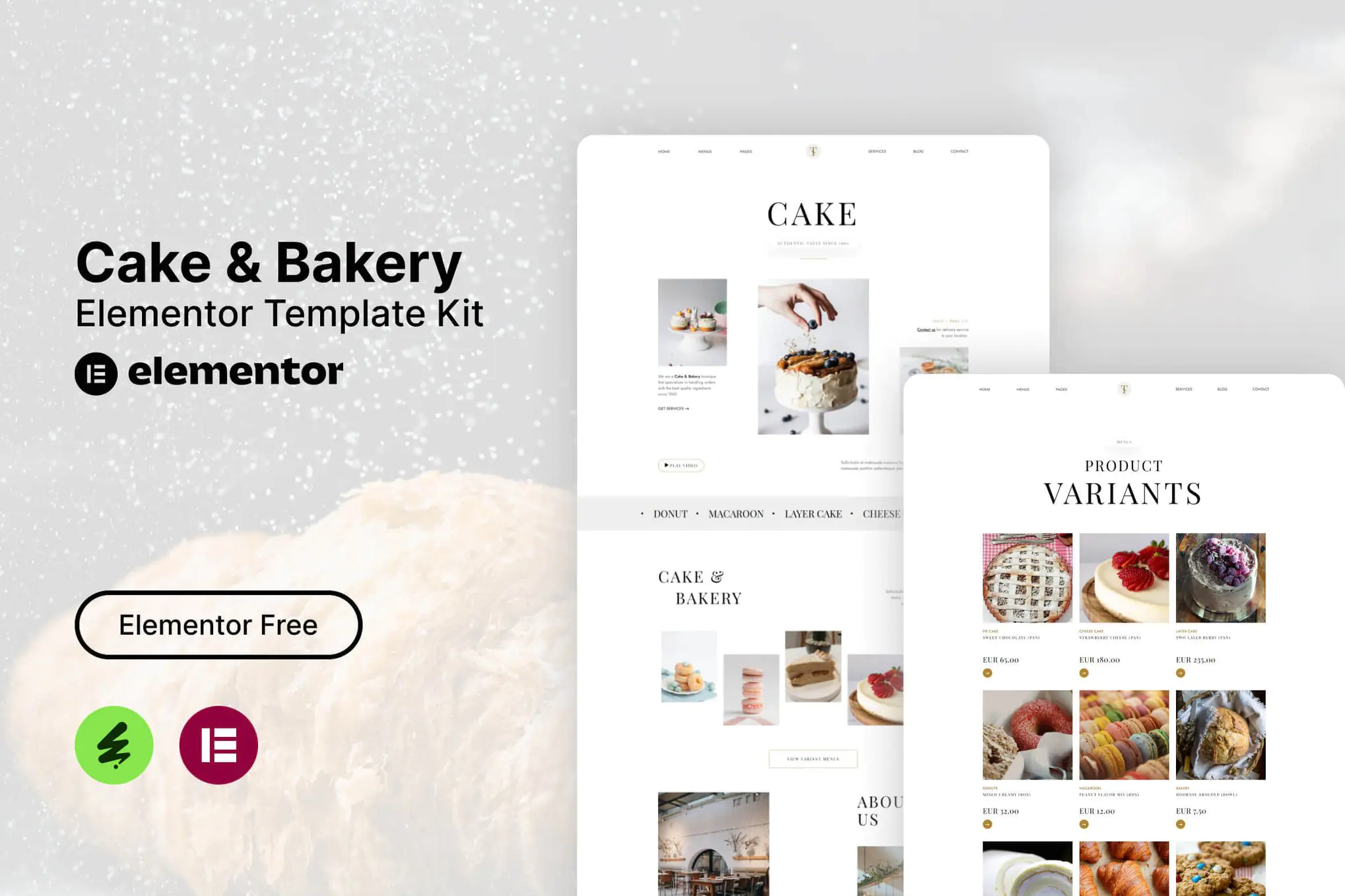 Tiffa - Kit de plantillas Elementor para pastelería y pastelería