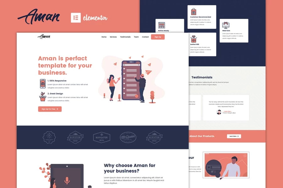 Aman — Kit de plantillas multipropósito de Elementor