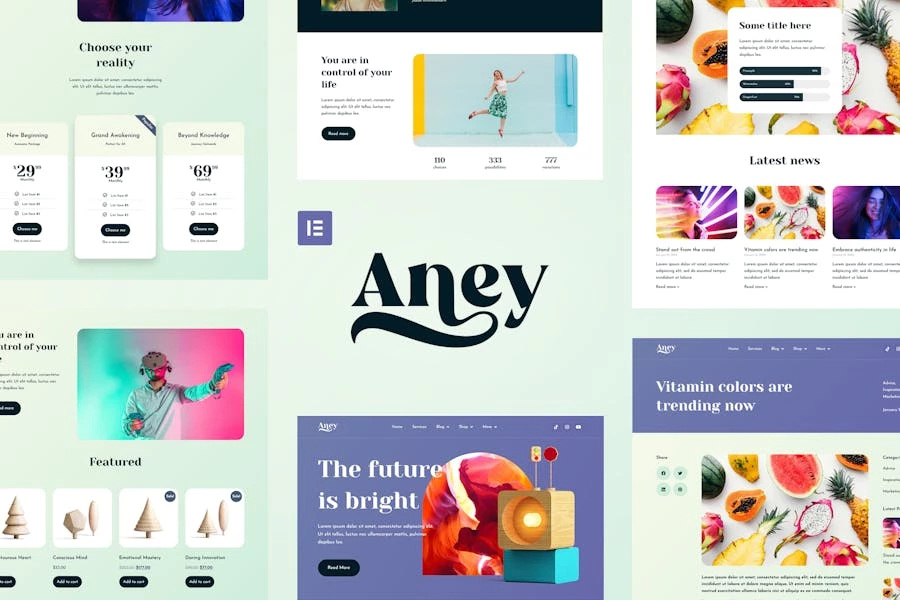 Aney - Template Kit de Elementor vibrante