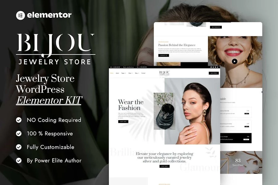 Bijou - Kit de plantillas Elementor Pro para joyerías