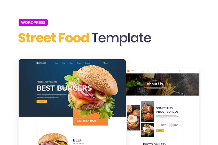 Burgos — Template Kit de Street Food Elementor