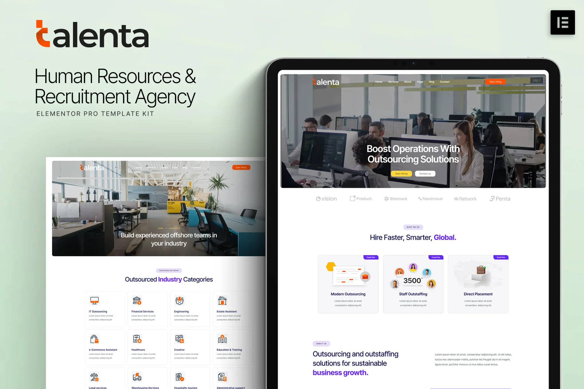 Talenta - Kit de plantillas Elementor para la Agencia de Recursos Humanos y Reclutamiento