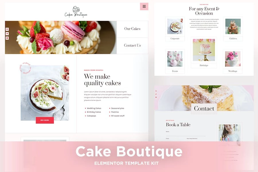 Cake Boutique - Template Kit para pasteles Elementor