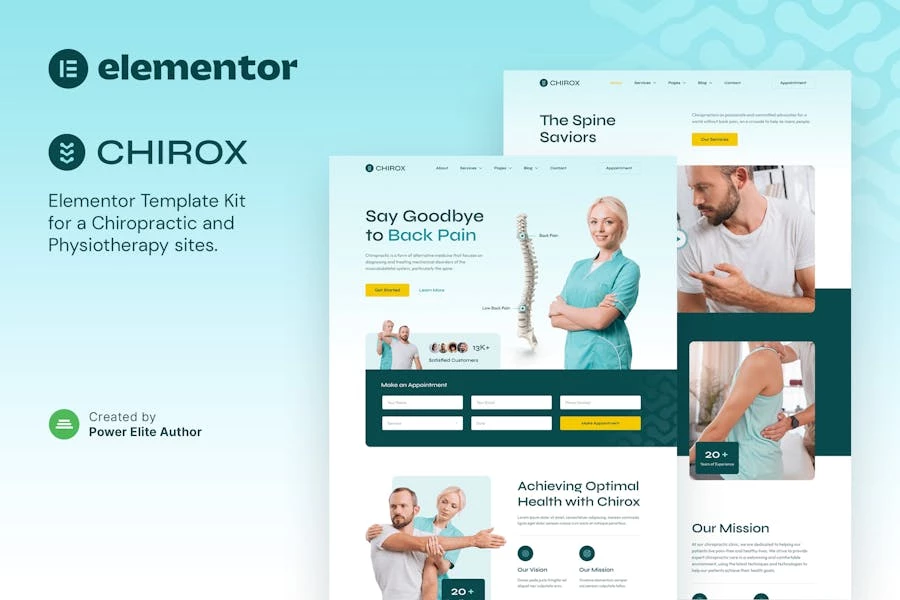 Chirox — Template Kit Elementor para quiropráctica y fisioterapia