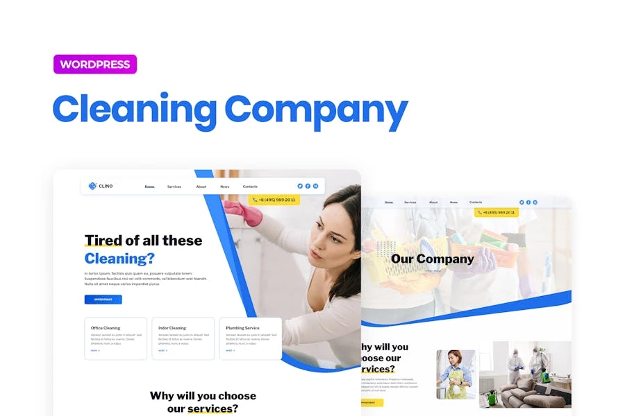 Clino — Template Kit Elementor para empresas de limpieza