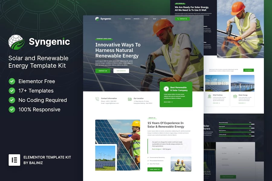 Syngenic - Template Kit para elementos de energía solar y renovable