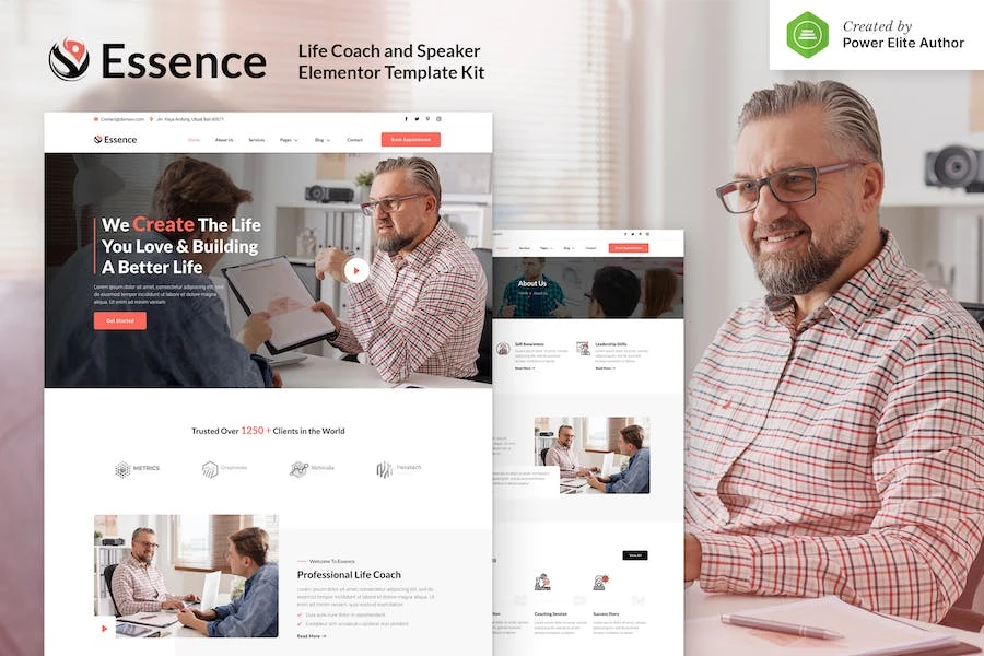 Essence — Kit de plantillas Elementor para Life Coach y Speaker