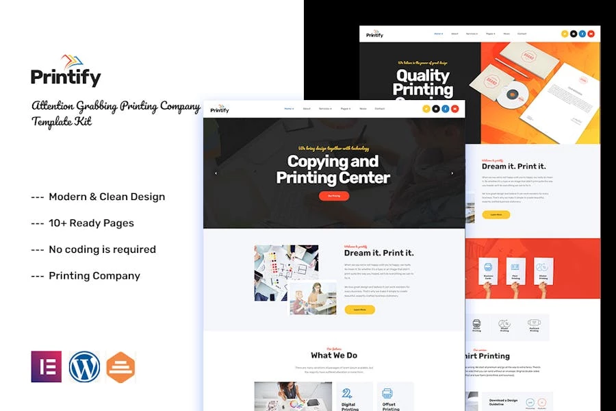 Printify - Template Kit Elementor para imprenta
