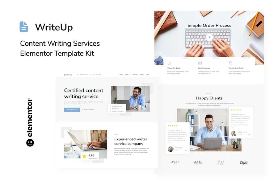 WriteUp - Template Kit de Elementor para servicios de redacción