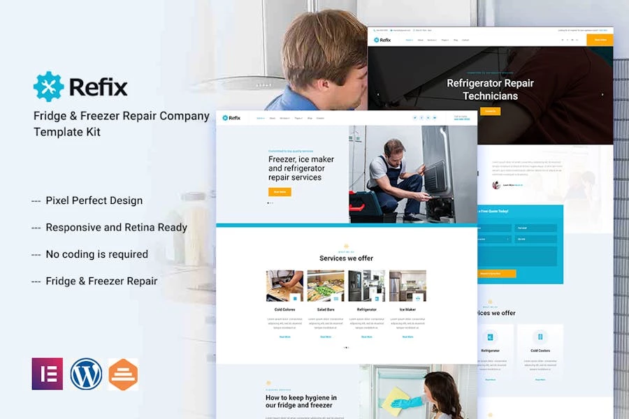 Refix - Template Kit Elementor para empresas de reparación de electrodomésticos