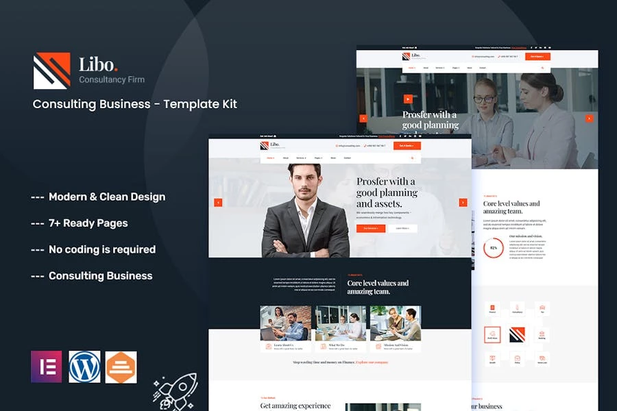Libo - Template Kit Elementor empresarial de consultoría