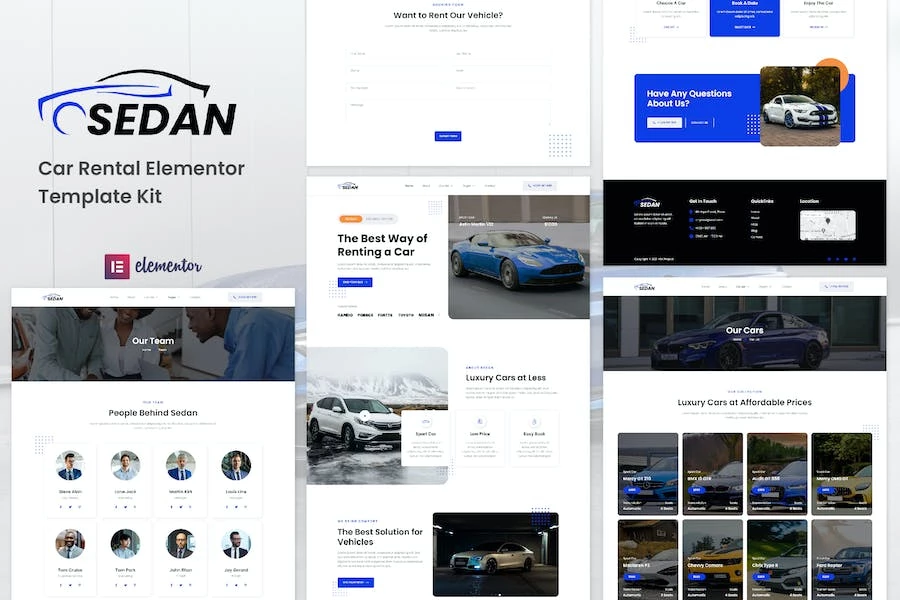 Sedan - Template Kit Elementor para alquiler de vehículos