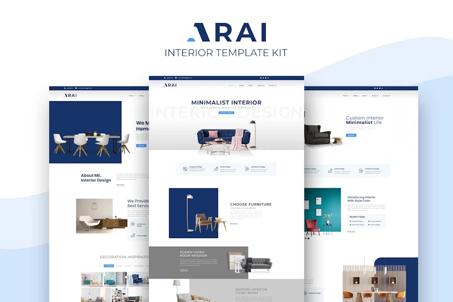 Arai | Kit de plantillas Elementor para interiores y muebles