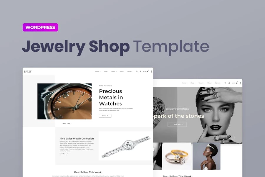 Brilly — Template Kit Elementor de WooCommerce para joyerías