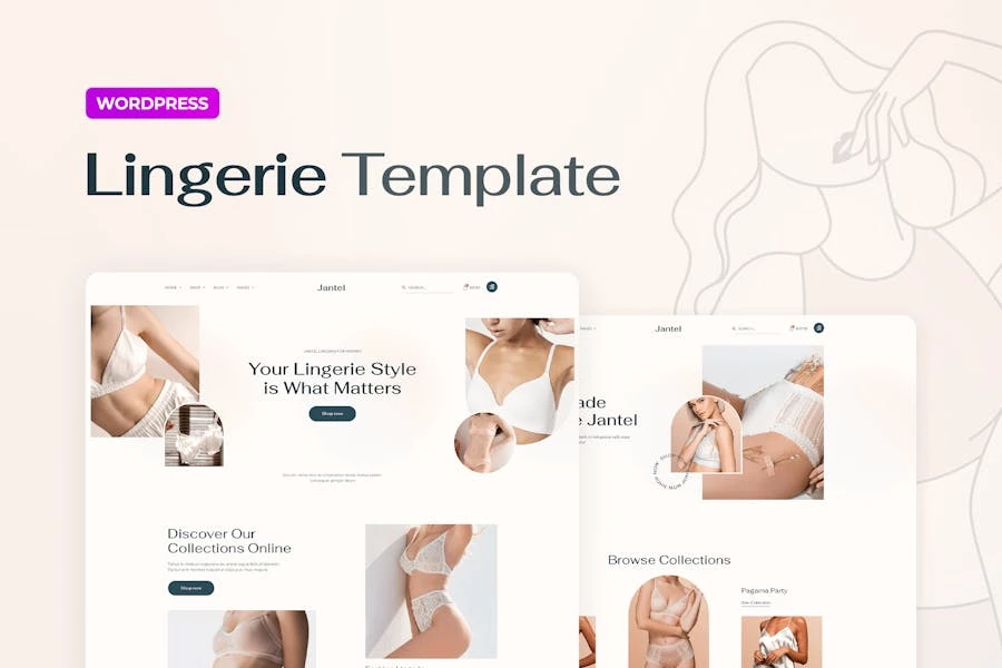 Jantel — Template Kit Elementor Pro para tienda de lencería y ropa de dormir