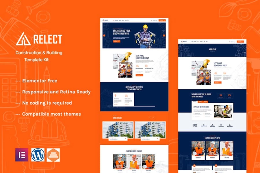 Rlect - Template Kit Elementor para construcción y edificación