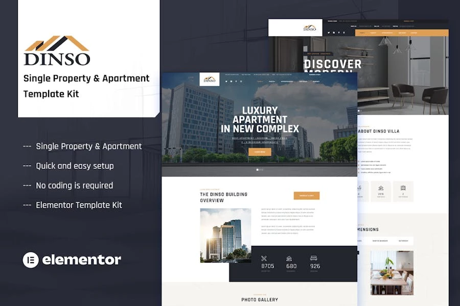 Dinso - Template Kit de elementos para propiedades y apartamentos individuales