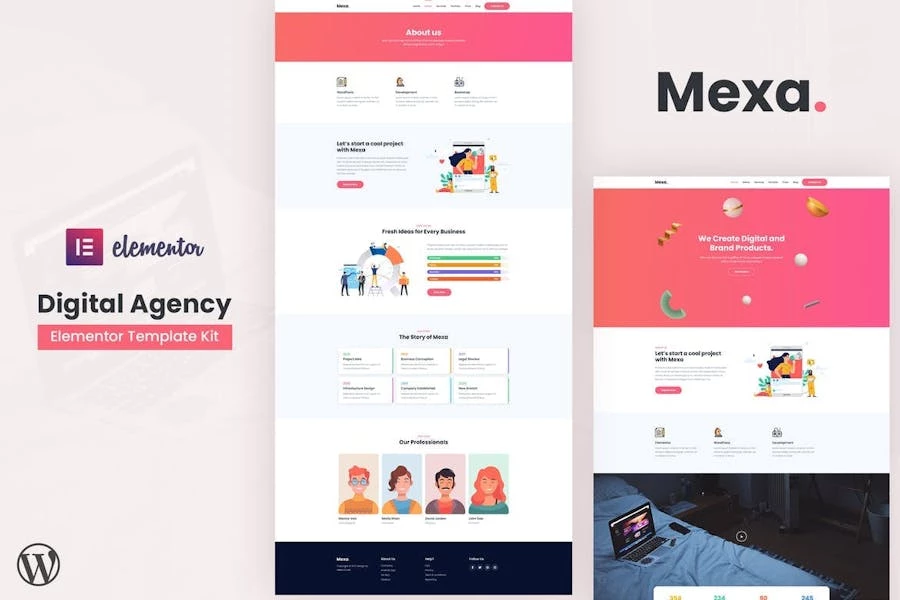 Mexa - Kit de plantillas Elementor para agencias digitales