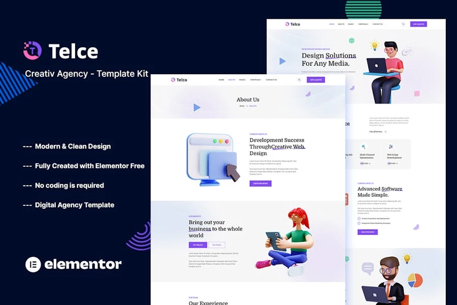 Telce - Template Kit Elementor de agencia creativa
