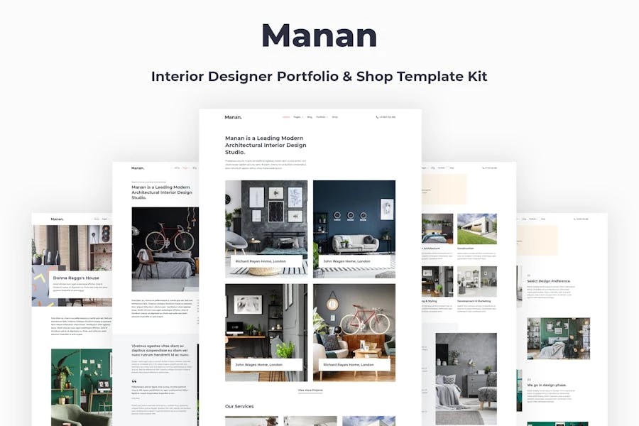 Manan - Kit de plantillas Elementor para diseñadores de interiores