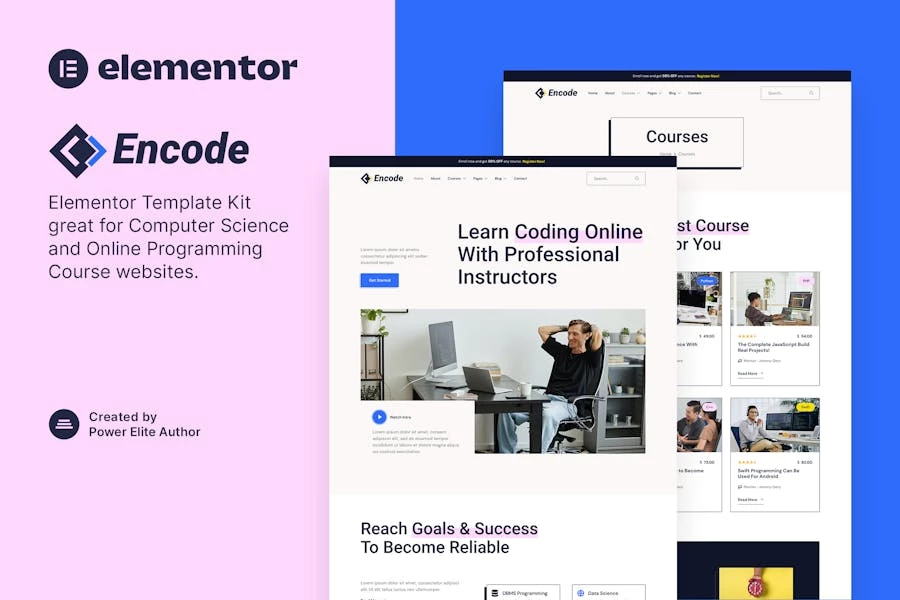 Encode - Template Kit Elementor del curso de programación en línea e informática
