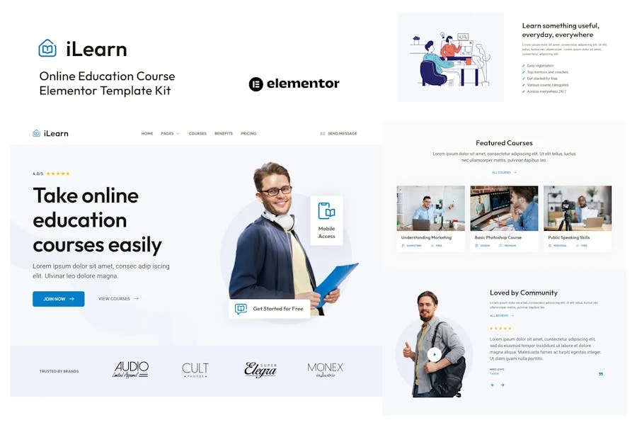 iLearn - Template Kit Elementor para cursos de educación en línea