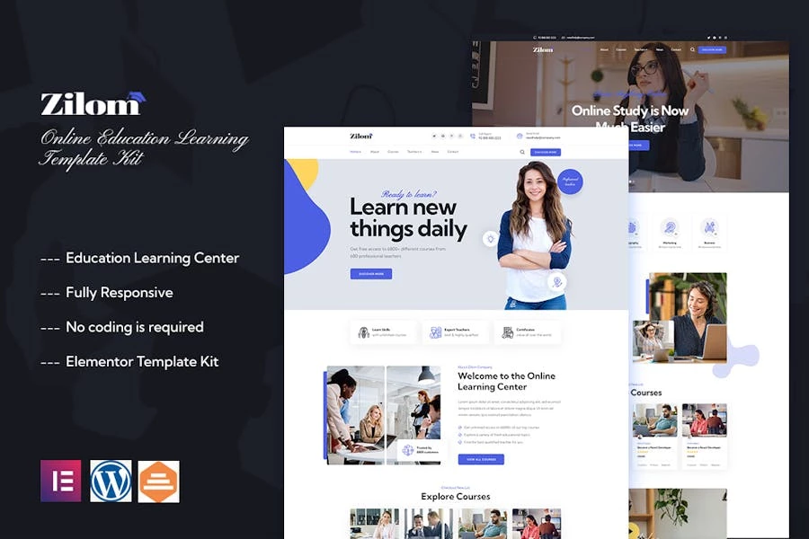 Zilom - Template Kit Elementor de aprendizaje educativo en línea
