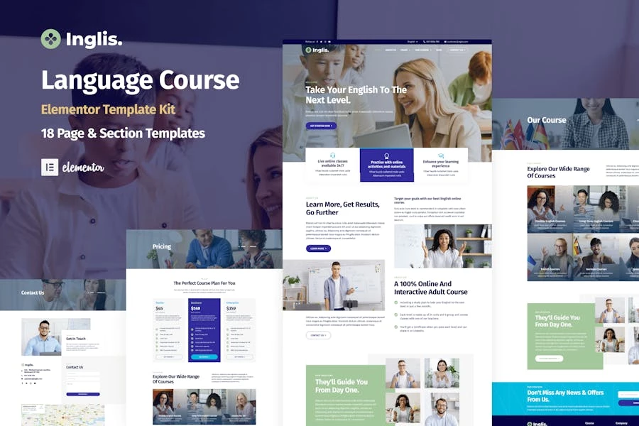 Inglis - Plantilla WordPress Elementor para cursos de idiomas