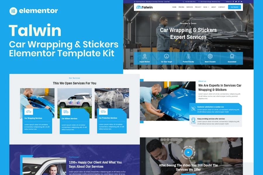 Talwin - Kit de plantillas Elementor Pro para rotulación y pegatinas para automóviles