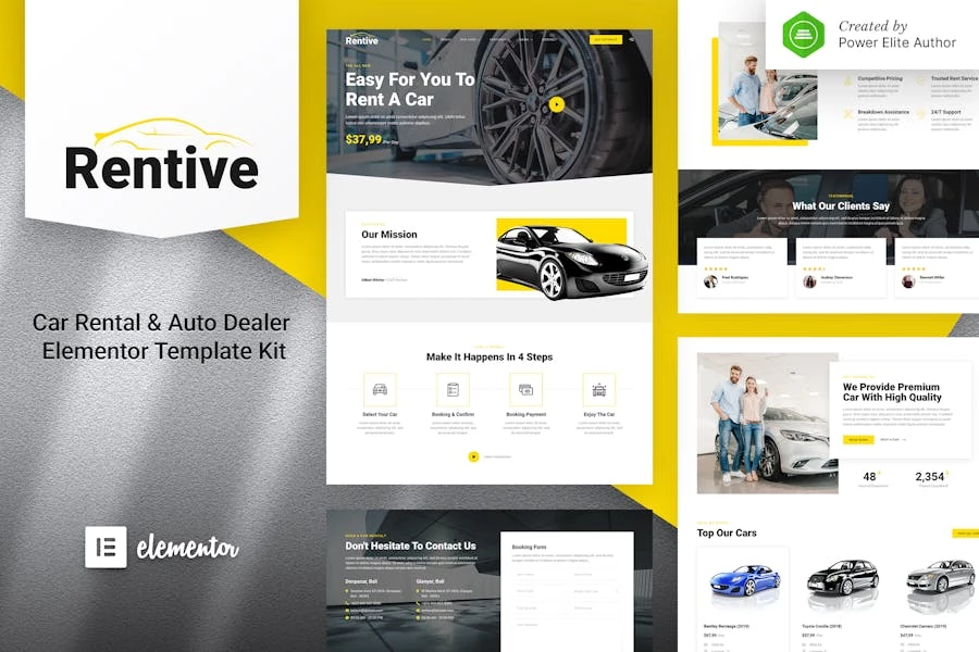 Rentive - Template Kit Elementor para alquiler de automóviles y concesionario de automóviles