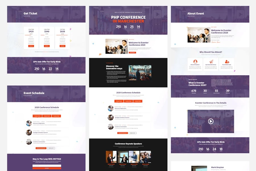 Eventer - Template Kit Elementor para reuniones y conferencias