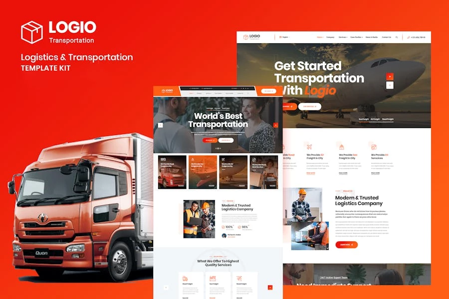 Logio - Template Kit Elementor de logística y transporte