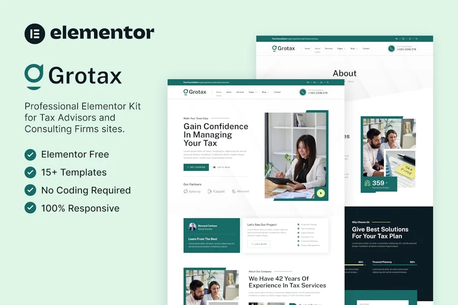 Grotax — Template Kit Elementor para asesores fiscales y firmas de consultoría